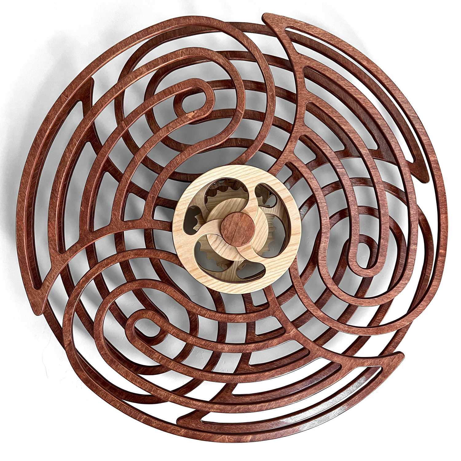 Modern stress relief decor in the form of kinetic wall art, adding elegance and a calming presence as both living room and office wall decor.