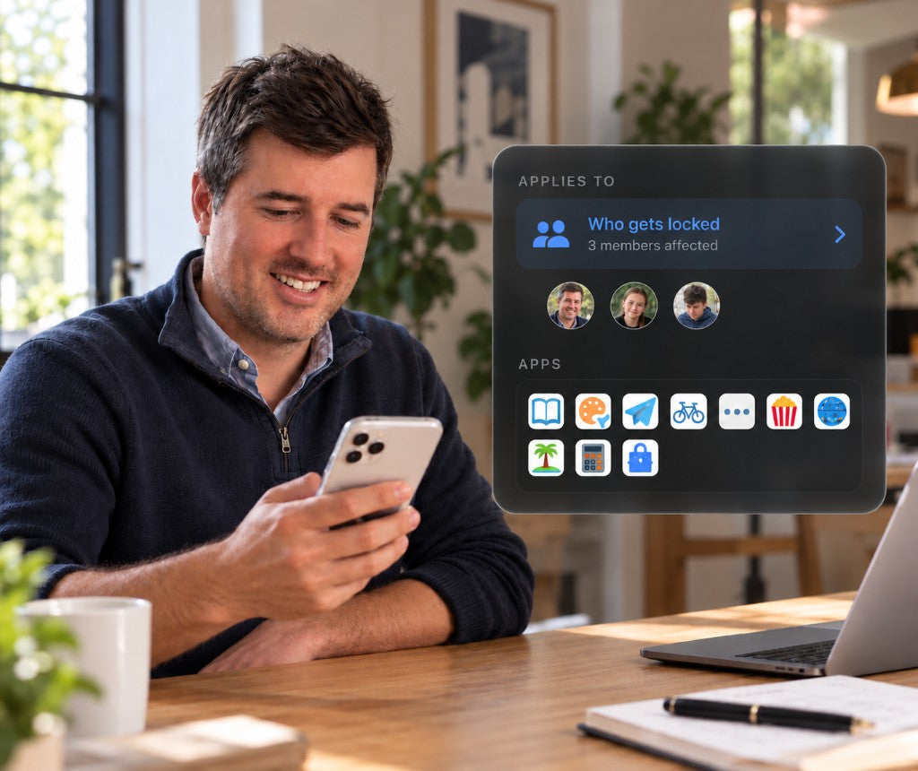 Choosing which kids and apps a mode applies to